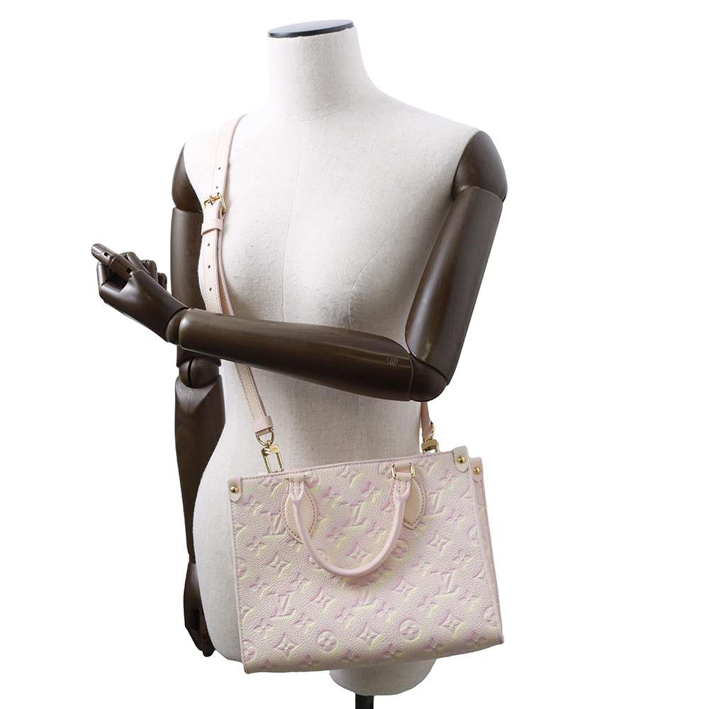LOUIS VUITTON Onthego Light Pink M46168 Monogram Empreinte Leather Size PM