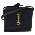 GUCCI GG Canvas Web Sherry Line Horsebit Shoulder Bag Black Red Green 98979