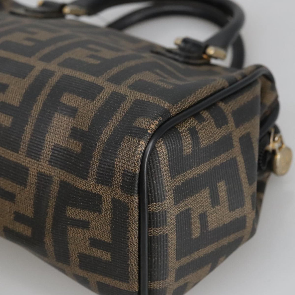 FENDI Zucca Canvas Hand Bag Brown Black 98983