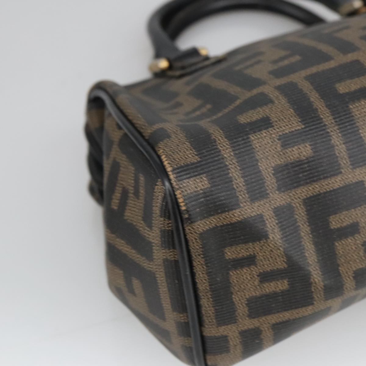 FENDI Zucca Canvas Hand Bag Brown Black 98983