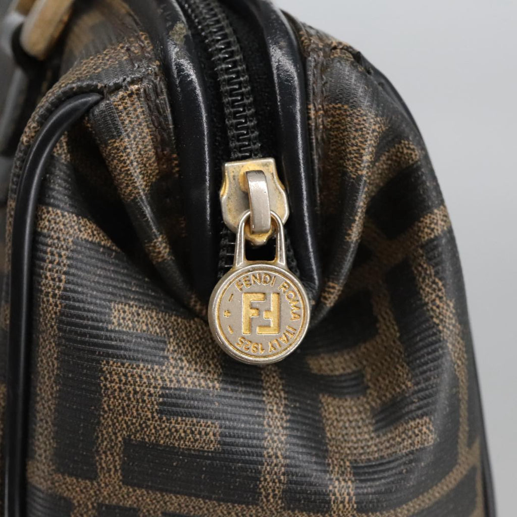 FENDI Zucca Canvas Hand Bag Brown Black 98983