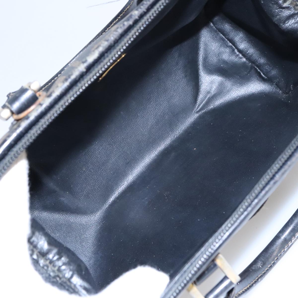 FENDI Zucca Canvas Hand Bag Brown Black 98983