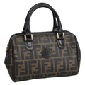 FENDI Zucca Canvas Hand Bag Brown Black 98983