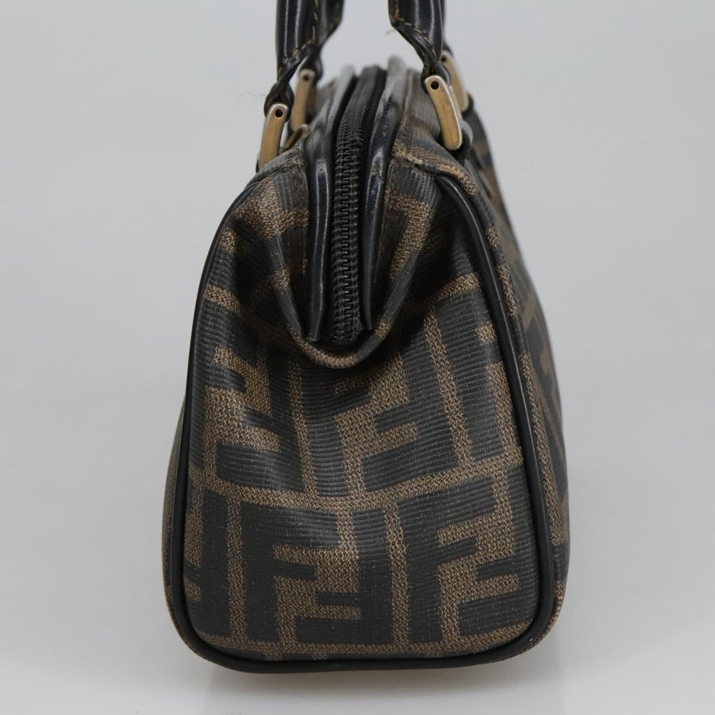 FENDI Zucca Canvas Hand Bag Brown Black 98983
