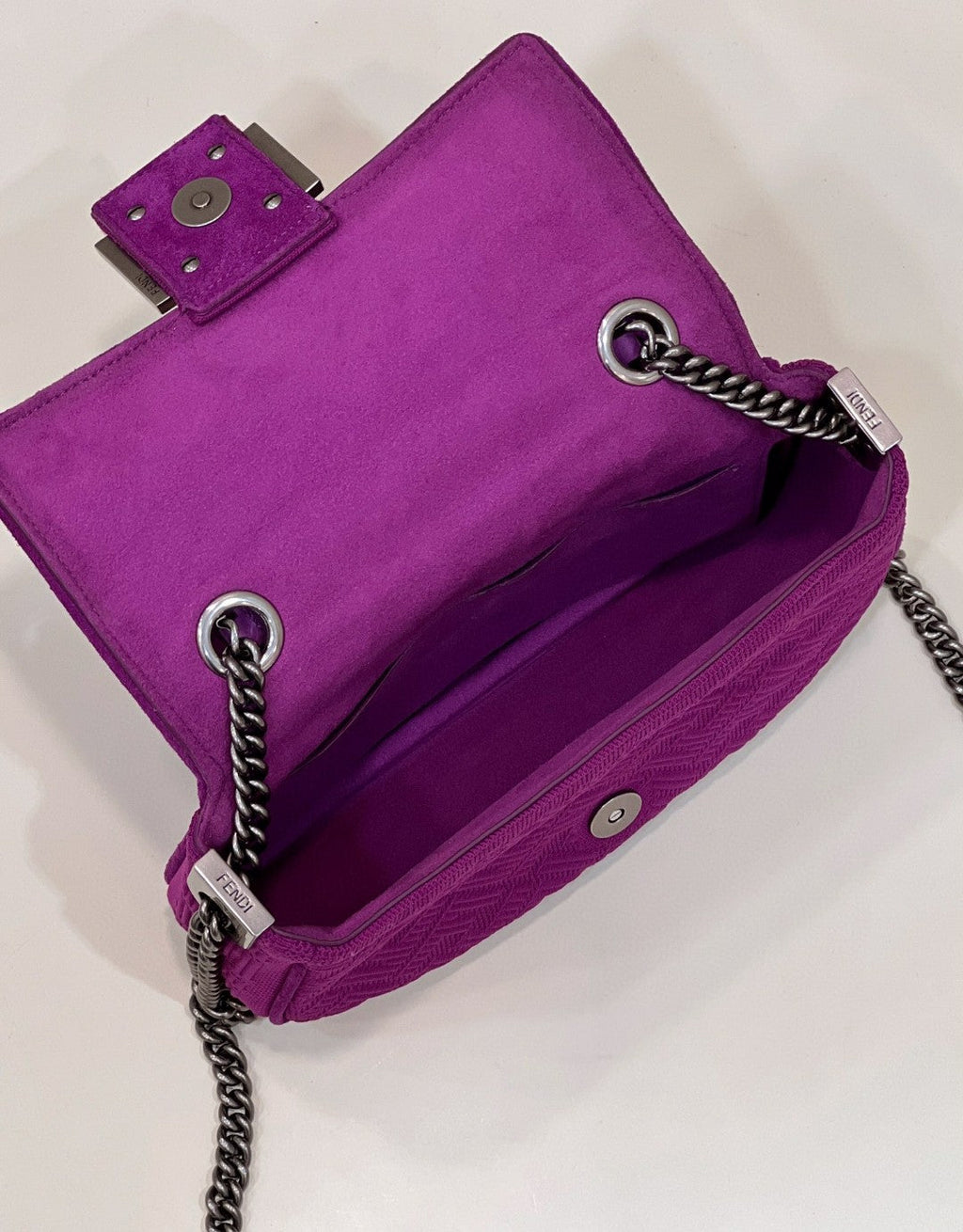 FI Baguette Chain MiGLAMI Purple FF Fabric Bag For Woman 14.5cm/6in 8BR793AHW5F1GEH
