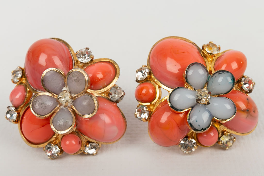 Boucles d'oreilles Gripoix ancien