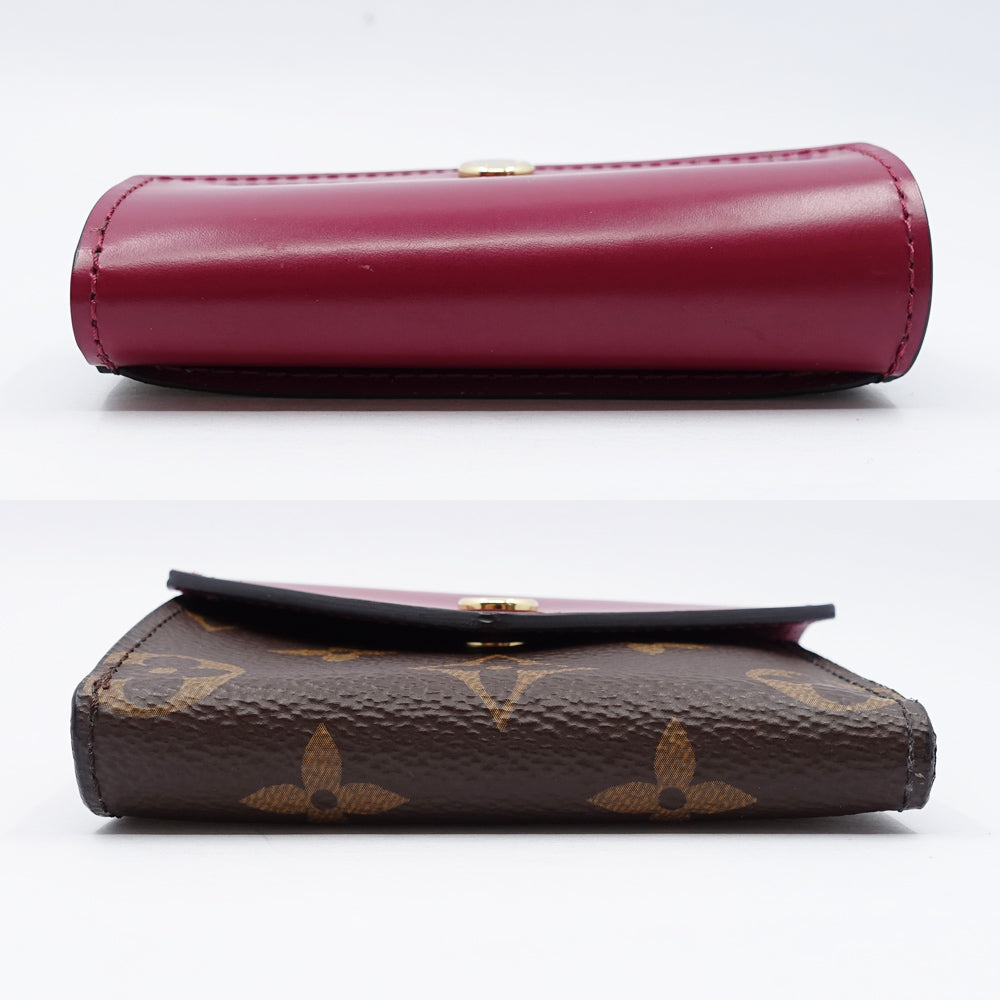 Louis Vuitton Portefolio Zoe Fuschia Three Fold Wallet M62932 Monogram Red Brown Gold