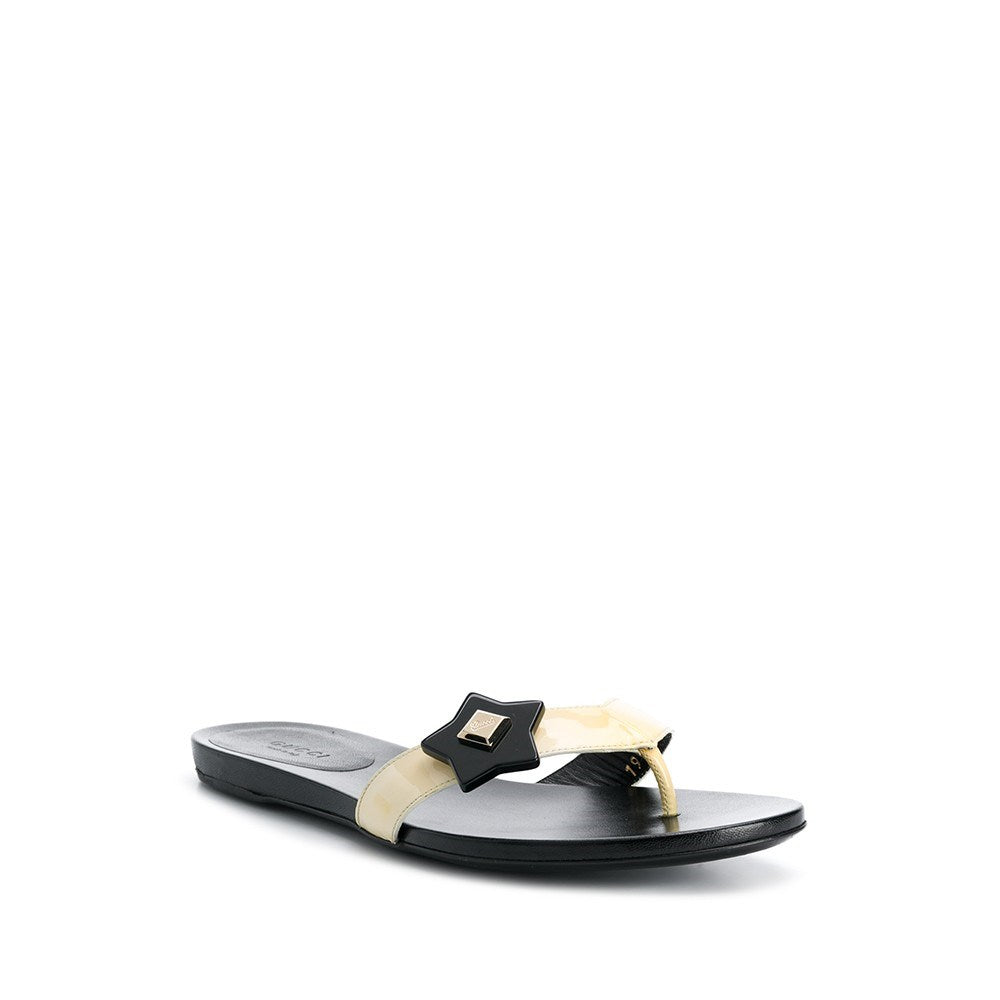 Gucci Black and Beige Flip-Flops - '00s