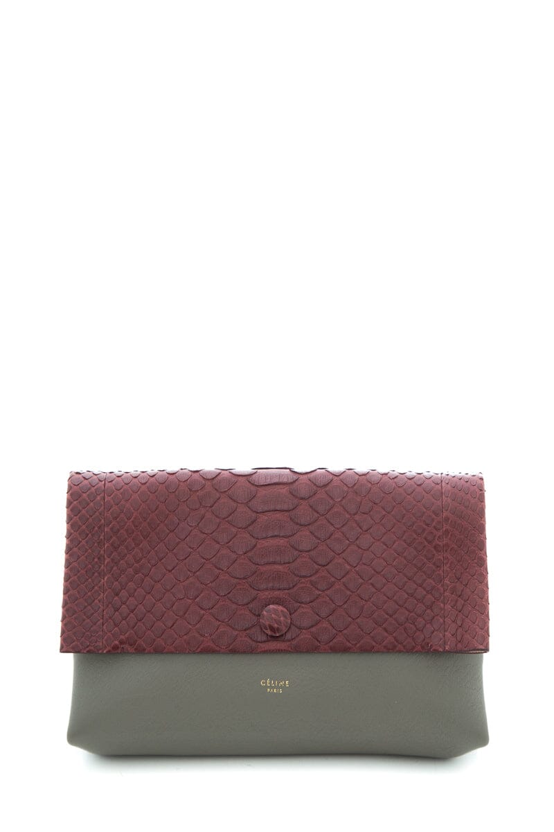 Celine Grey & Burgundy Leather Pouch