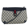 GUCCI GG Supreme Sherry Line Shoulder Bag PVC Navy Gold 99028