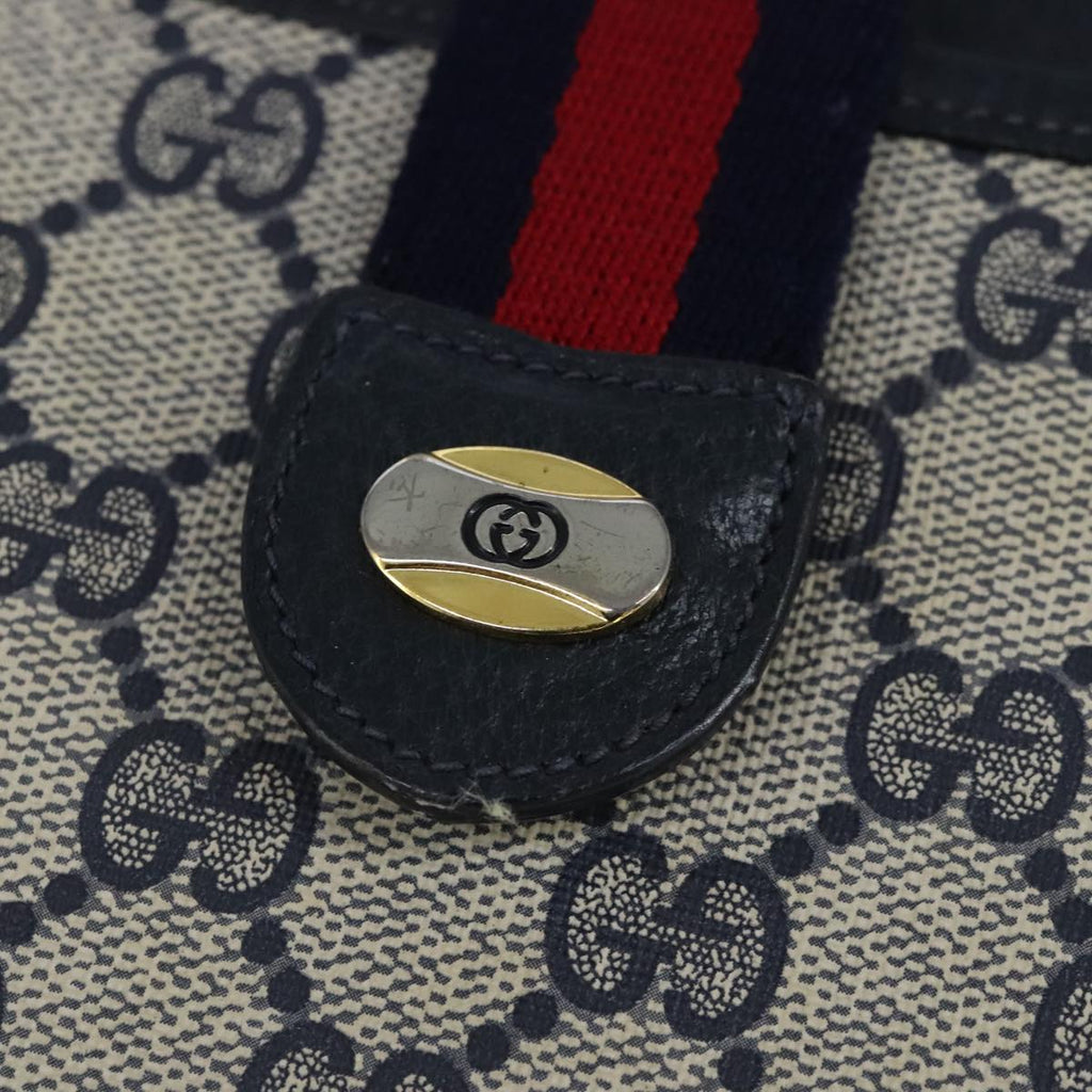 GUCCI GG Supreme Sherry Line Shoulder Bag PVC Navy Gold 99028