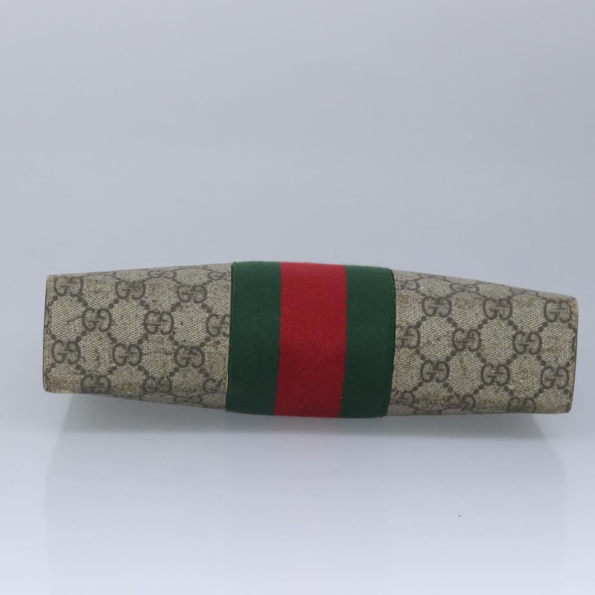 GUCCI GG Supreme Web Sherry Line Clutch Bag PVC Beige Red 99029