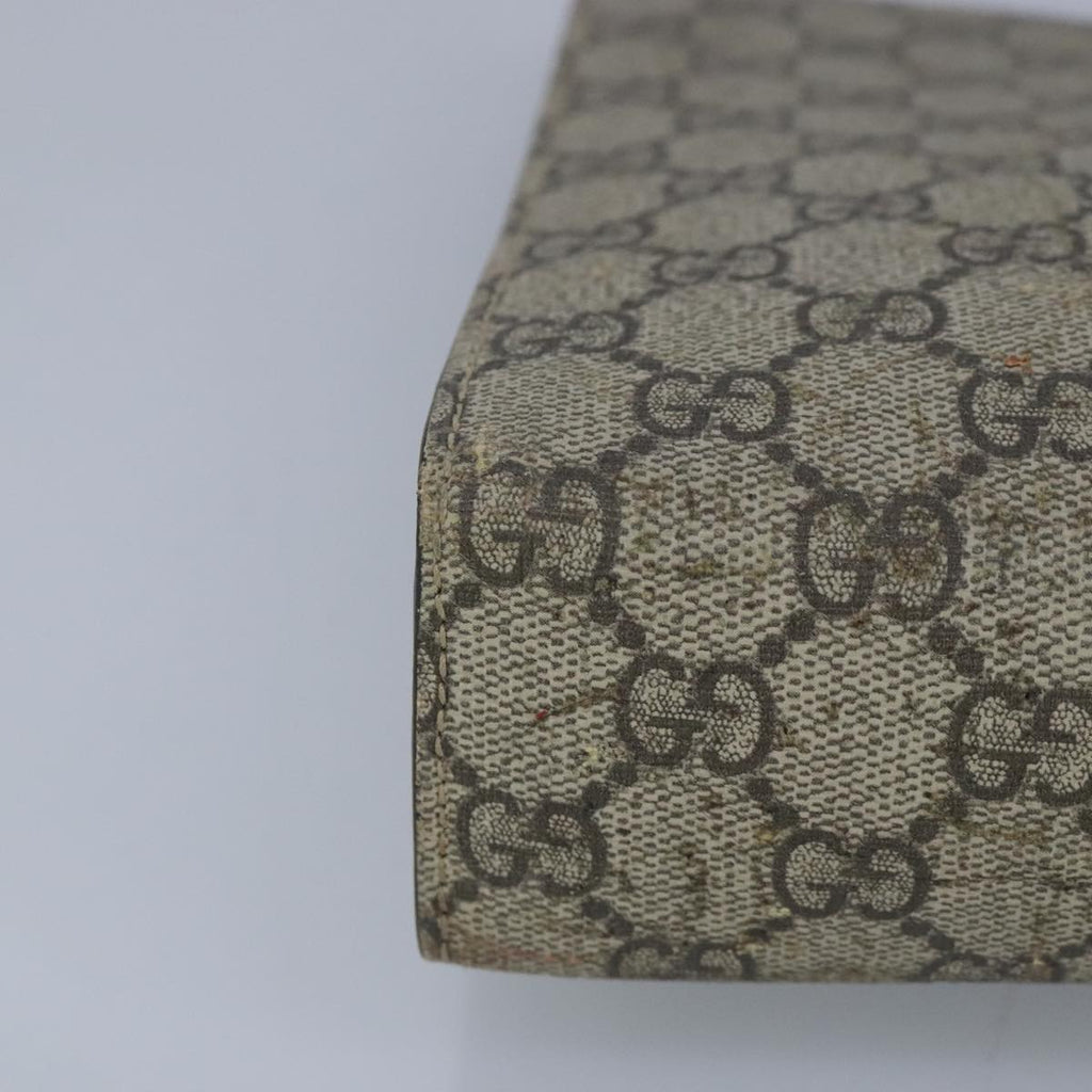GUCCI GG Supreme Web Sherry Line Clutch Bag PVC Beige Red 99029