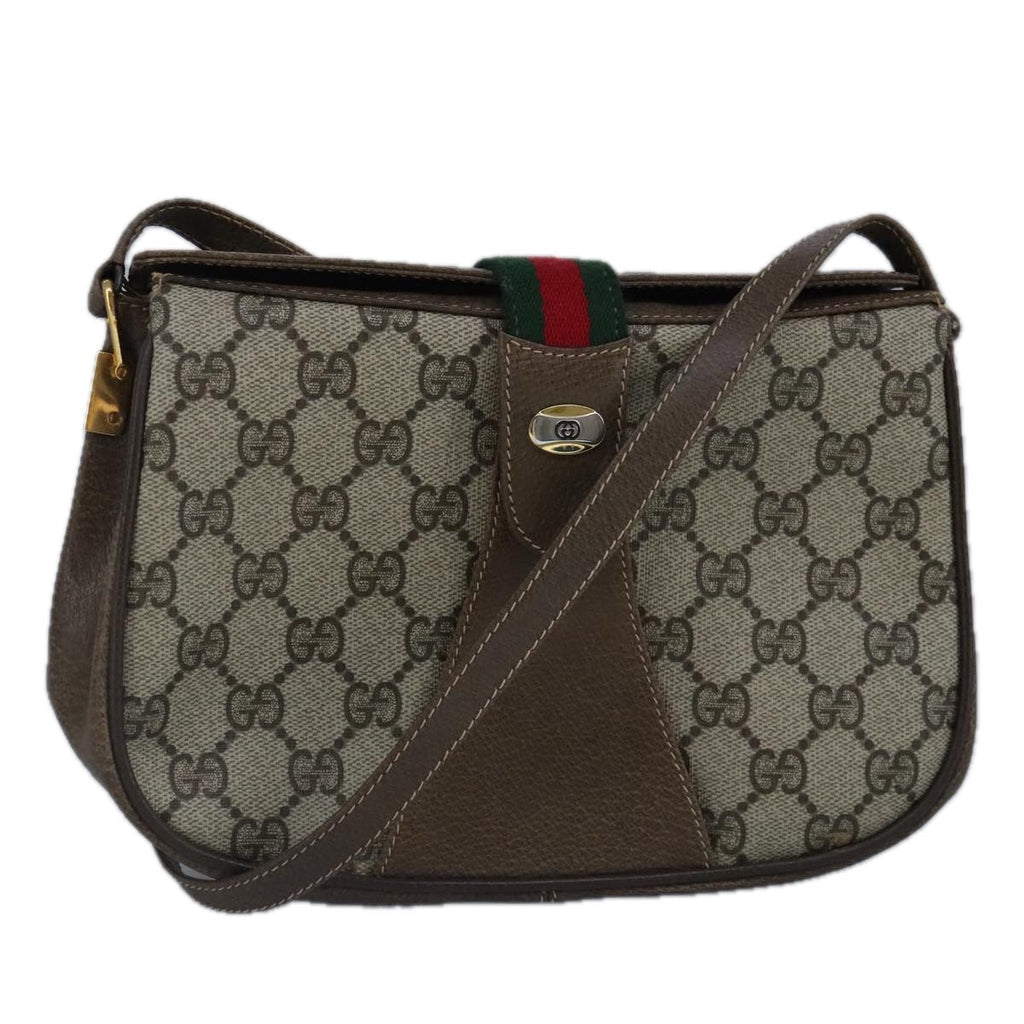 GUCCI GG Supreme Web Sherry Line Shoulder Bag PVC Beige Red 99030