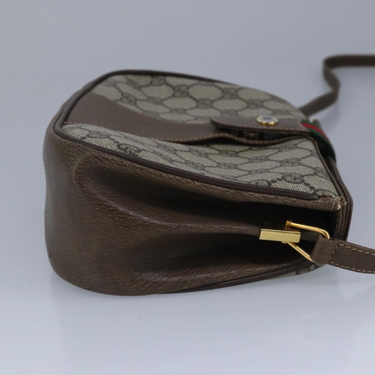 GUCCI GG Supreme Web Sherry Line Shoulder Bag PVC Beige Red 99030