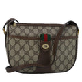 GUCCI GG Supreme Web Sherry Line Shoulder Bag PVC Beige Red 99031