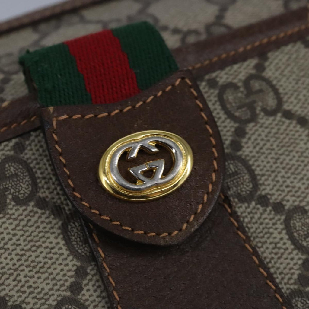 GUCCI GG Supreme Web Sherry Line Shoulder Bag PVC Beige Red 99031