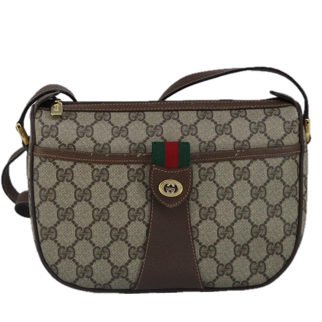 GUCCI GG Supreme Web Sherry Line Shoulder Bag PVC Beige Red 99031