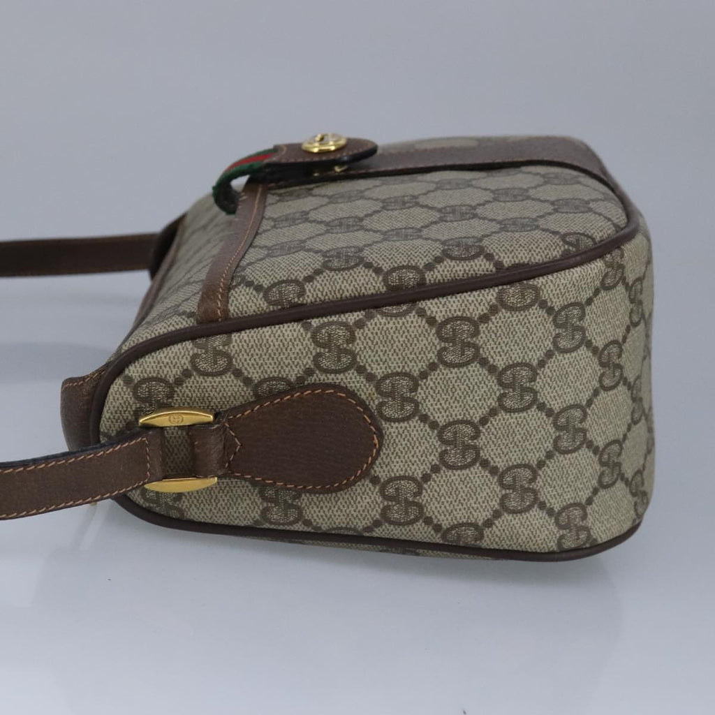 GUCCI GG Supreme Web Sherry Line Shoulder Bag PVC Beige Red 99031