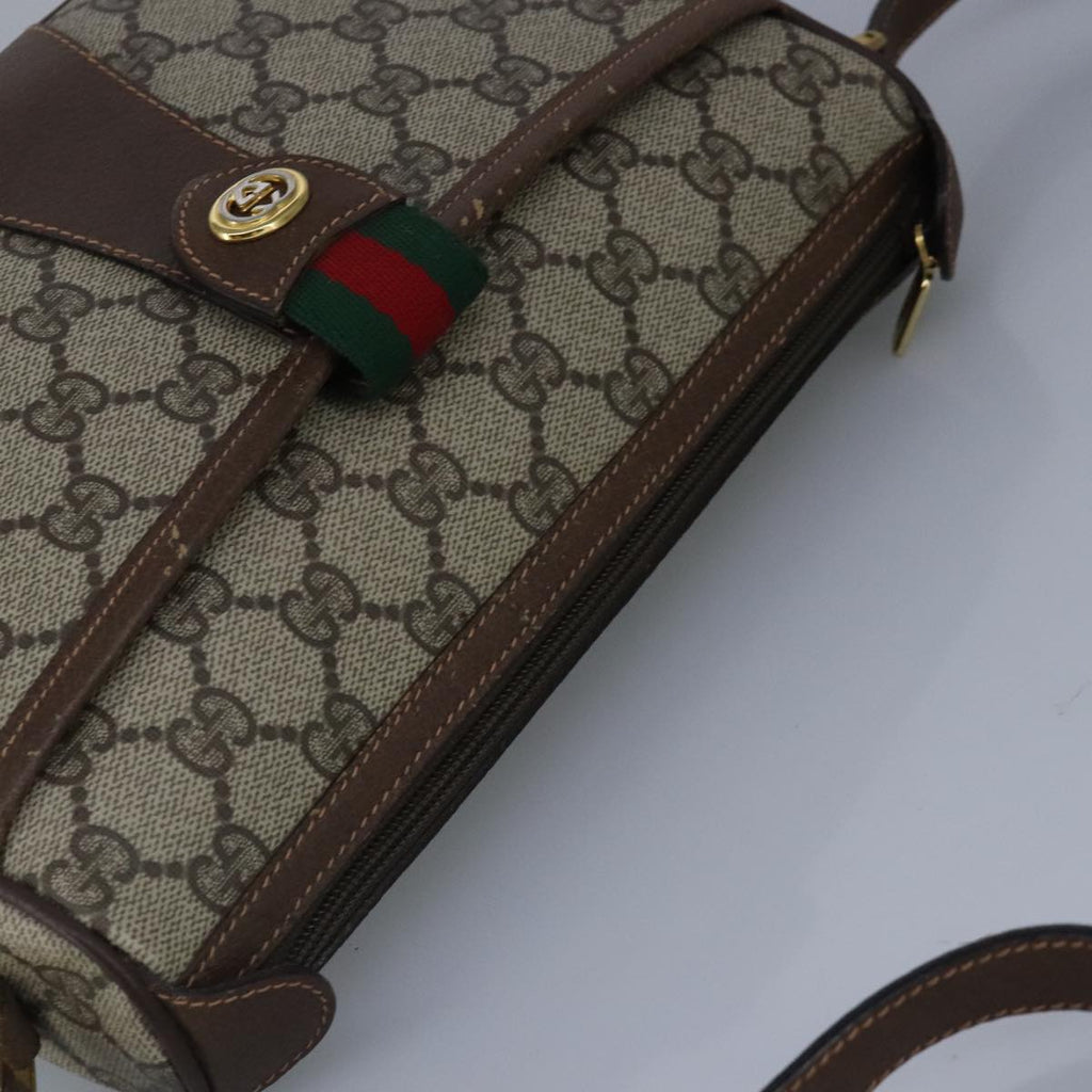 GUCCI GG Supreme Web Sherry Line Shoulder Bag PVC Beige Red 99031