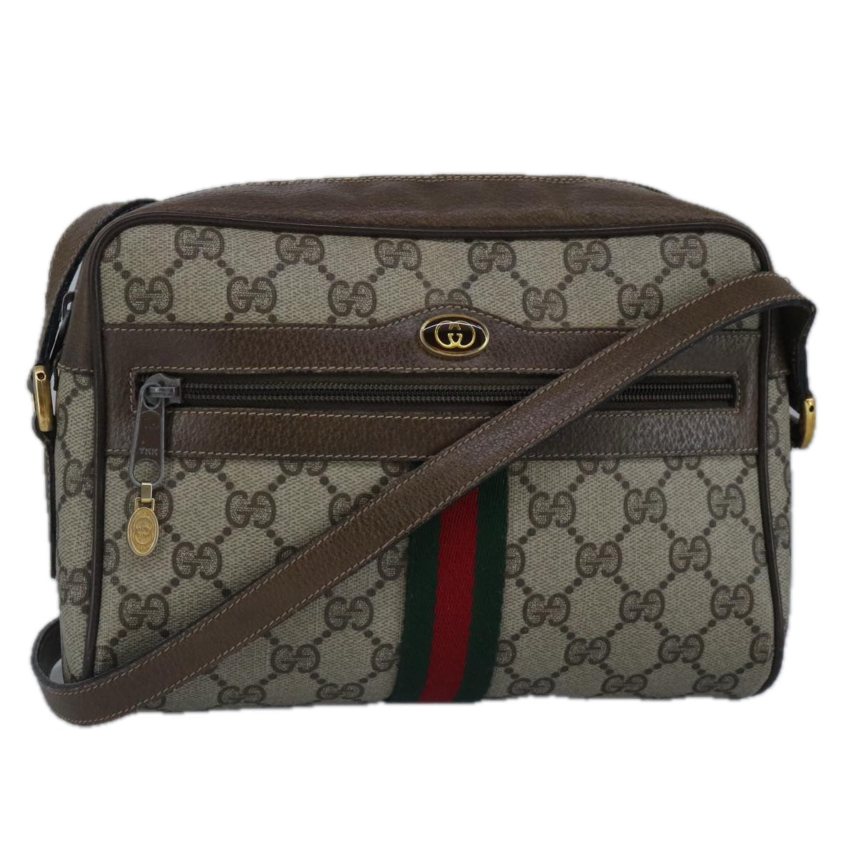 GUCCI GG Supreme Web Sherry Line Shoulder Bag PVC Beige Red 99032