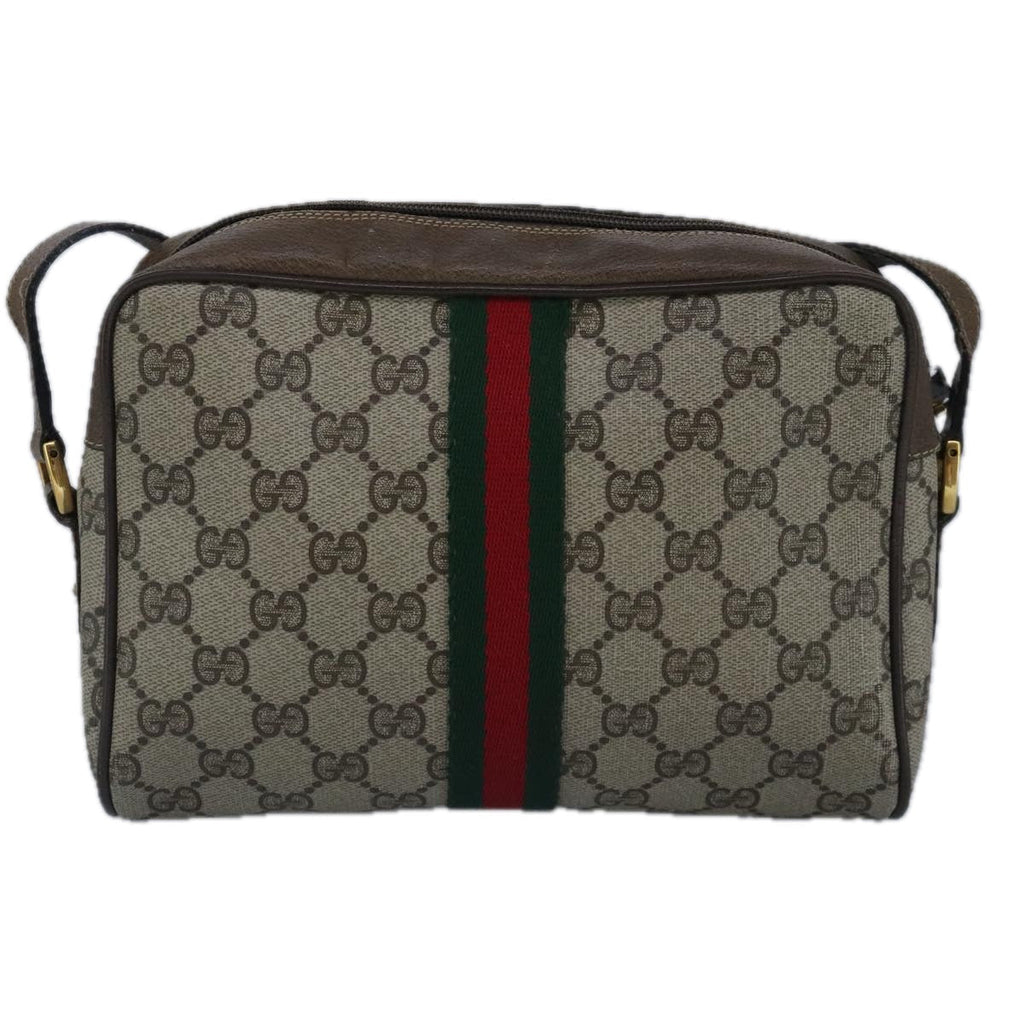 GUCCI GG Supreme Web Sherry Line Shoulder Bag PVC Beige Red 99032