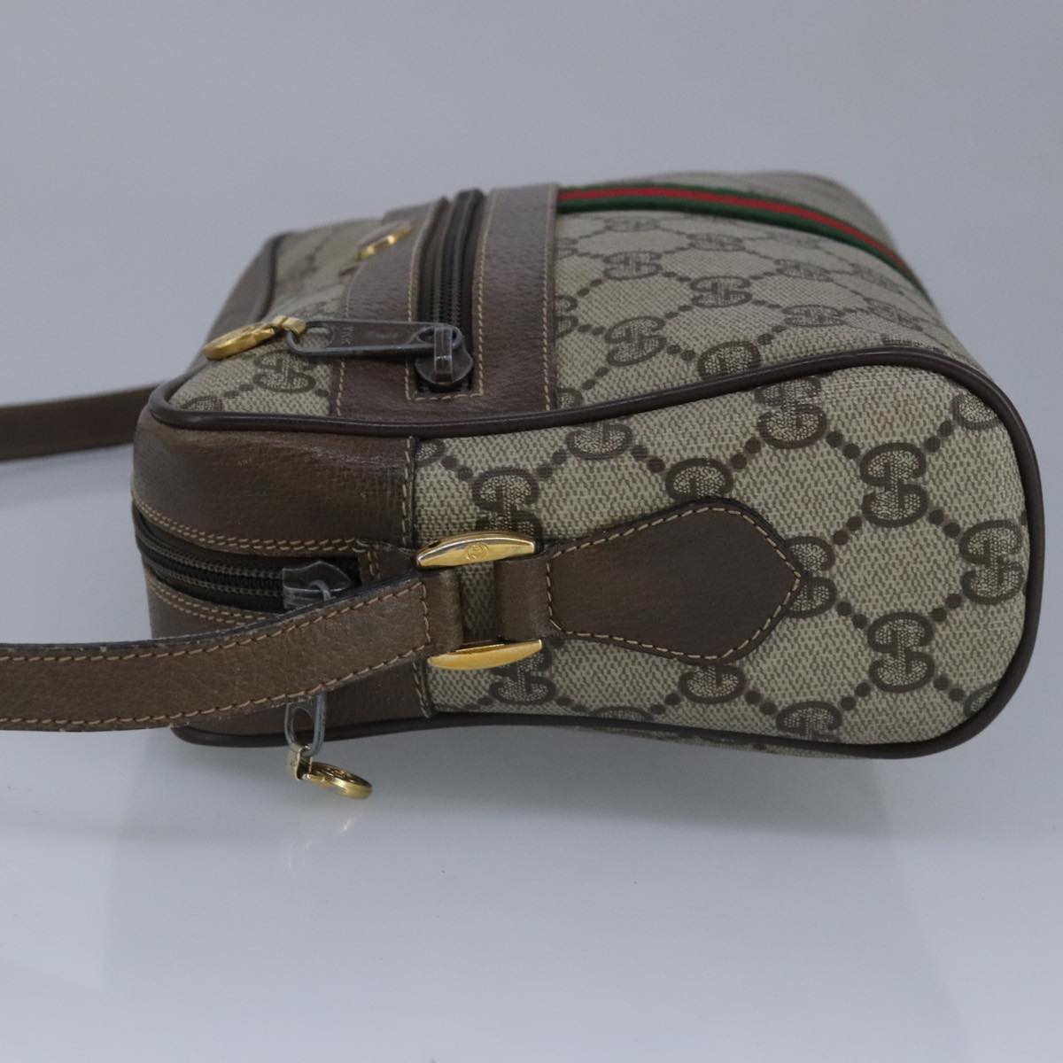 GUCCI GG Supreme Web Sherry Line Shoulder Bag PVC Beige Red 99032