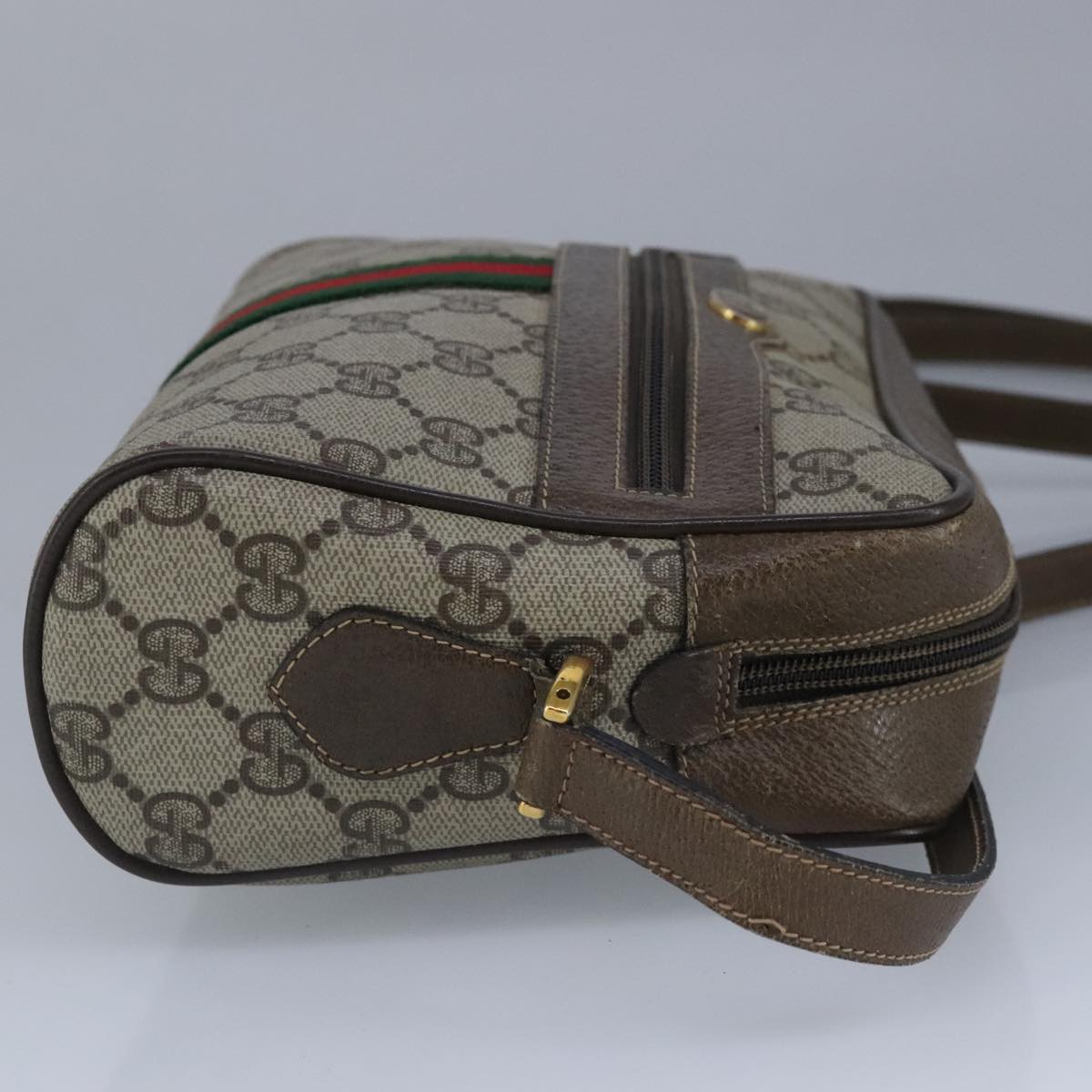 GUCCI GG Supreme Web Sherry Line Shoulder Bag PVC Beige Red 99032