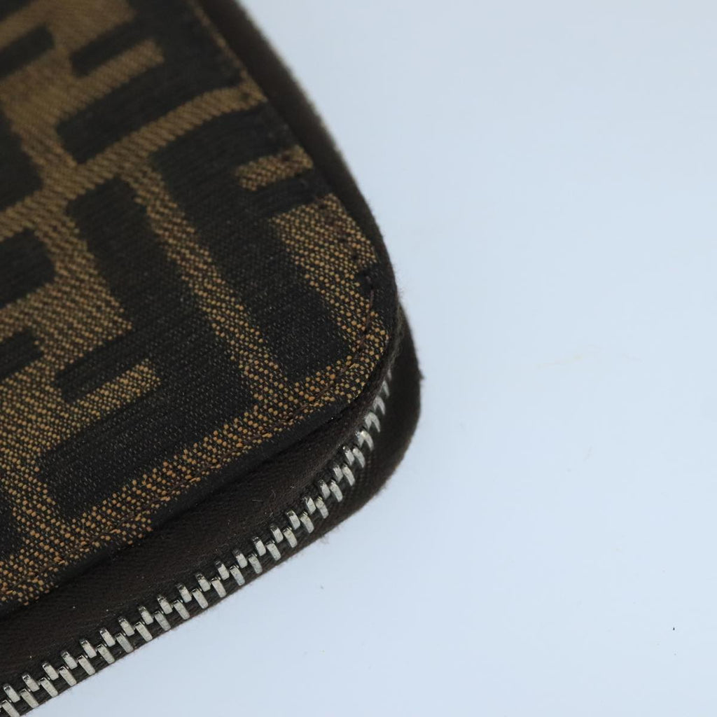 FENDI Zucca Canvas Travel Pouch Brown Black gold 99040