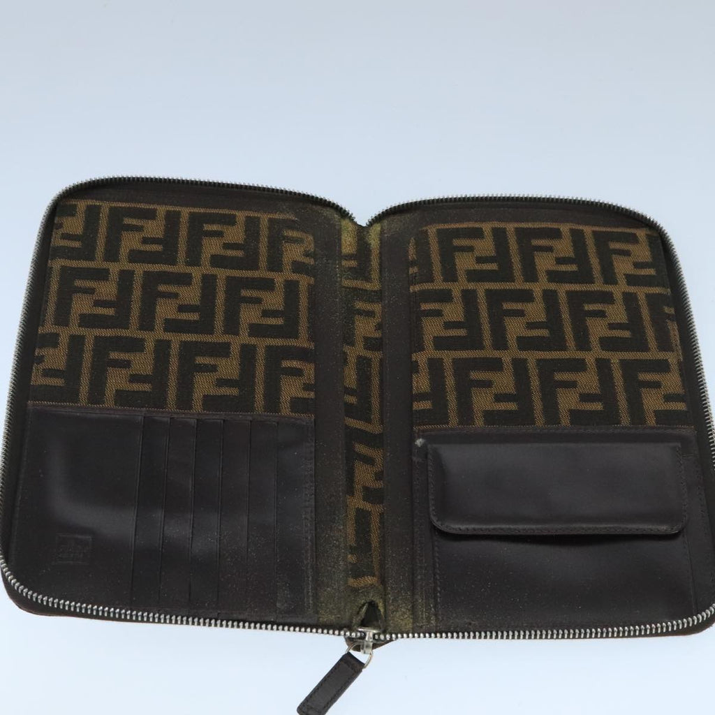 FENDI Zucca Canvas Travel Pouch Brown Black gold 99040