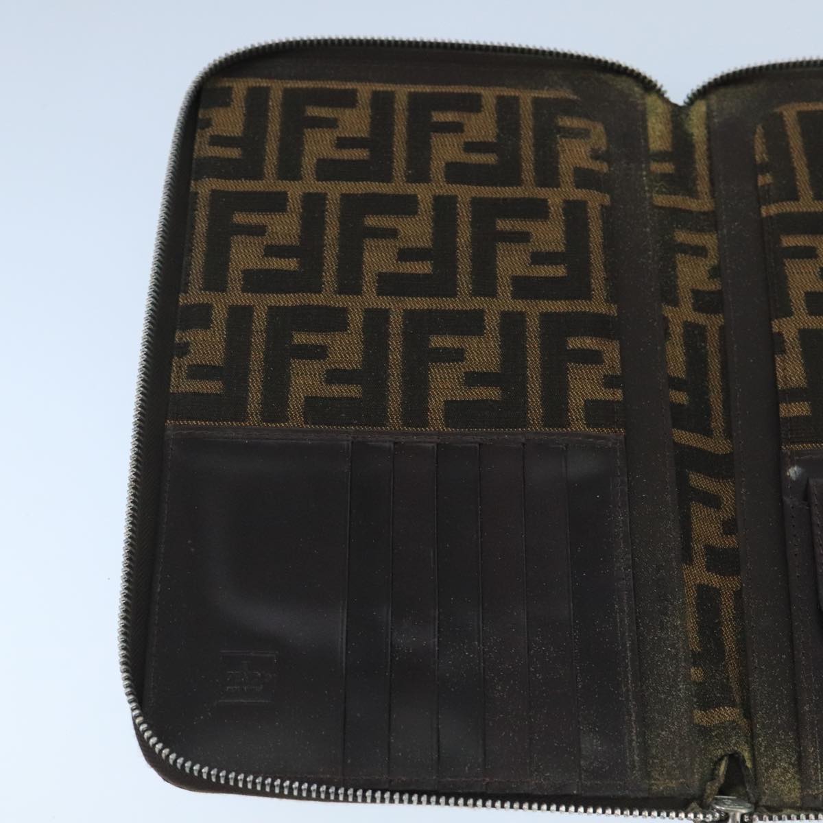 FENDI Zucca Canvas Travel Pouch Brown Black gold 99040