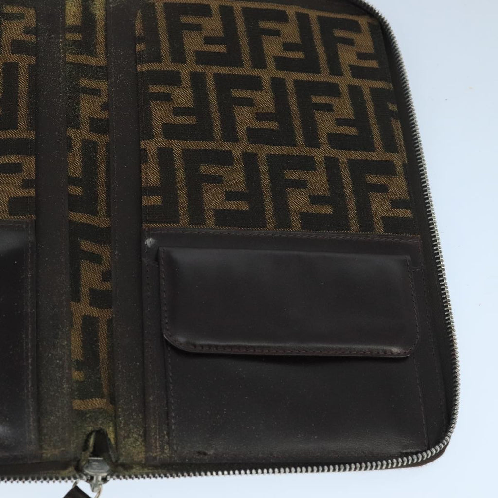 FENDI Zucca Canvas Travel Pouch Brown Black gold 99040
