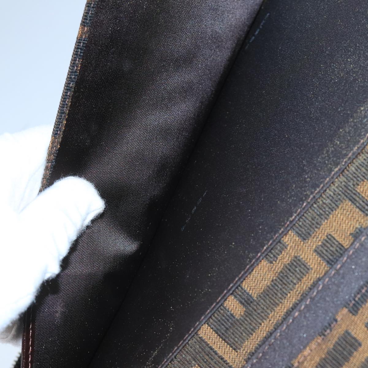 FENDI Zucca Canvas Travel Pouch Brown Black gold 99040