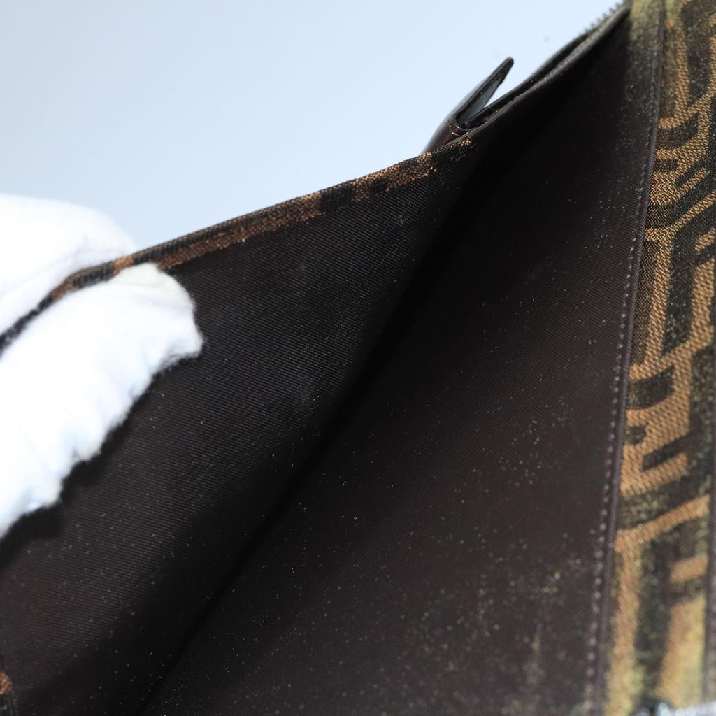 FENDI Zucca Canvas Travel Pouch Brown Black gold 99040