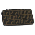 FENDI Zucca Canvas Travel Pouch Brown Black gold 99040