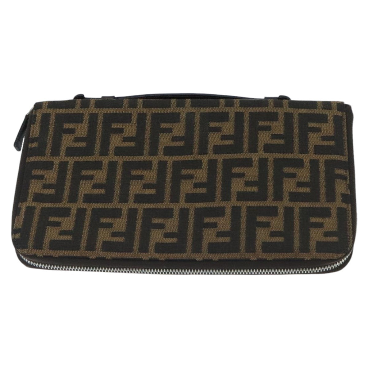 FENDI Zucca Canvas Travel Pouch Brown Black gold 99040