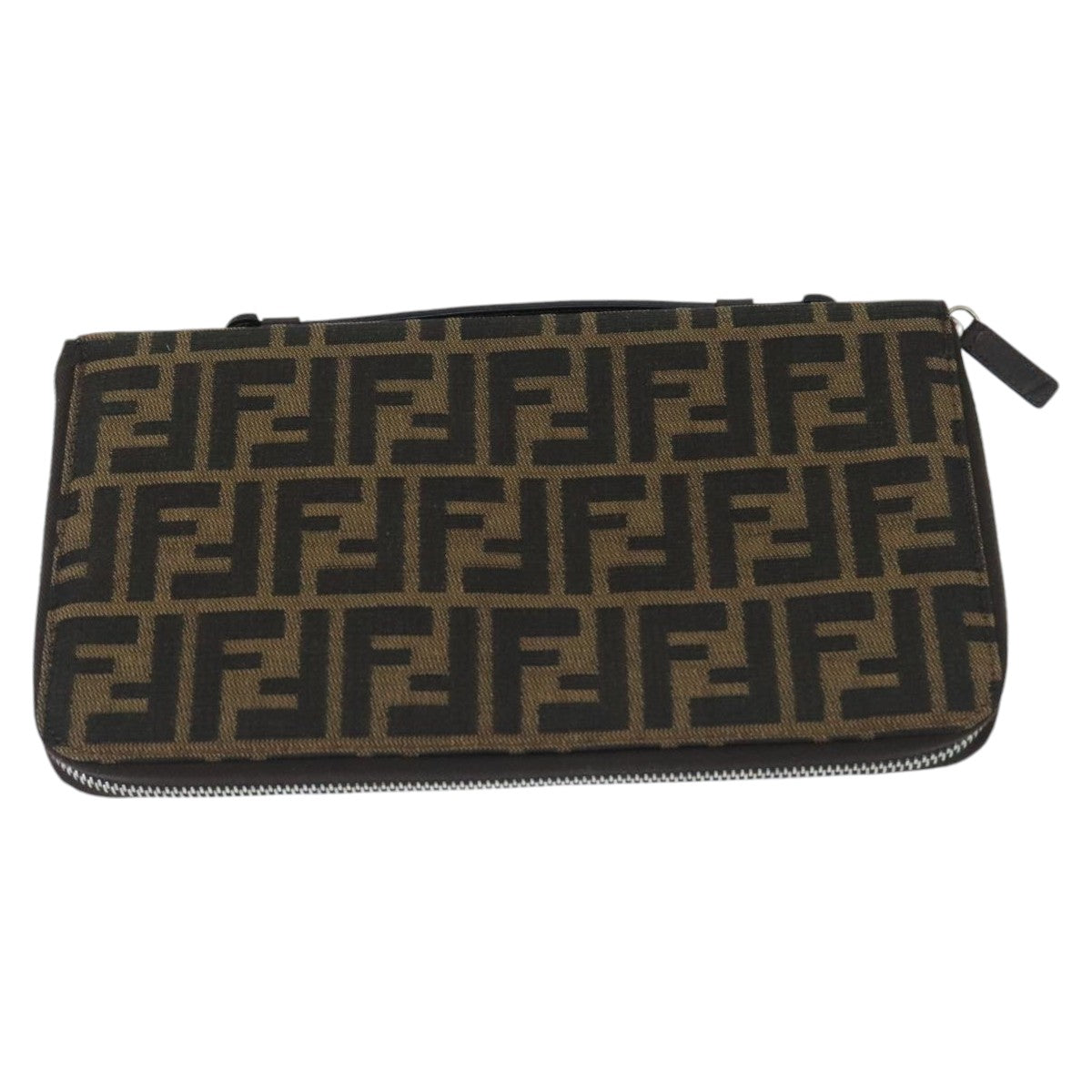 FENDI Zucca Canvas Travel Pouch Brown Black gold 99040