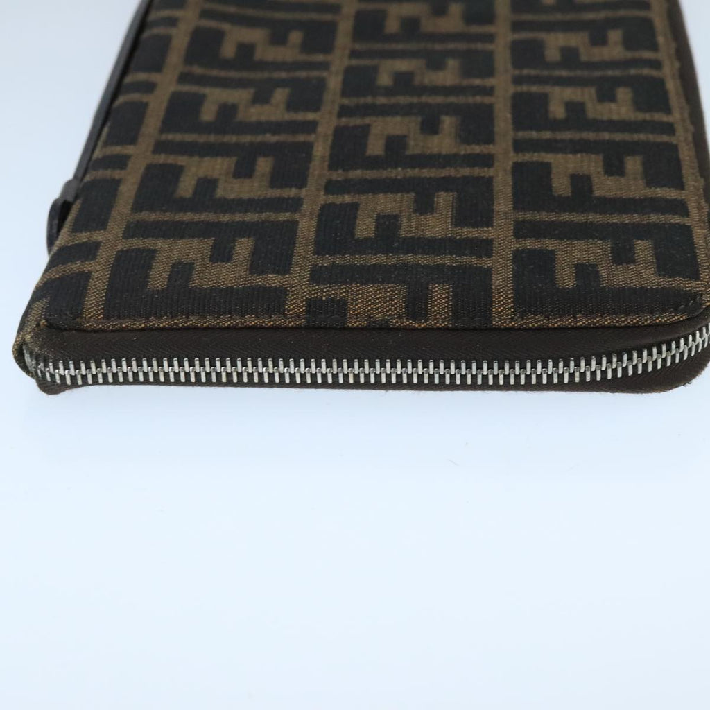 FENDI Zucca Canvas Travel Pouch Brown Black gold 99040