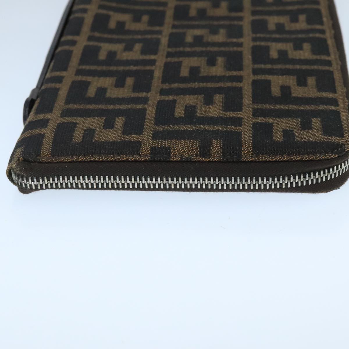 FENDI Zucca Canvas Travel Pouch Brown Black gold 99040