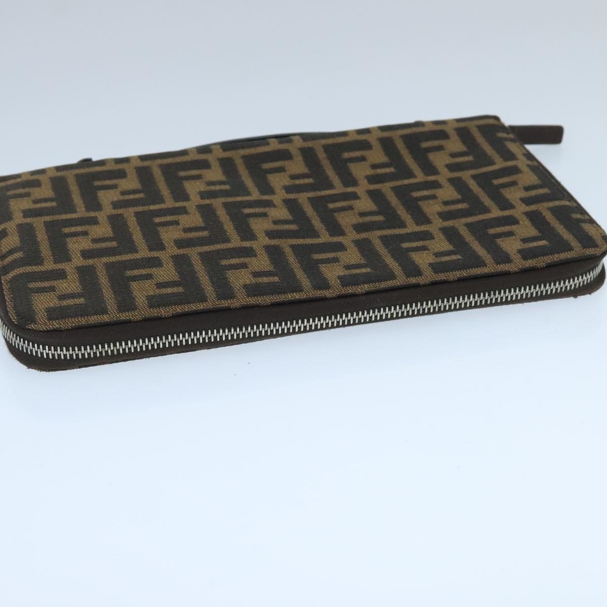 FENDI Zucca Canvas Travel Pouch Brown Black gold 99040