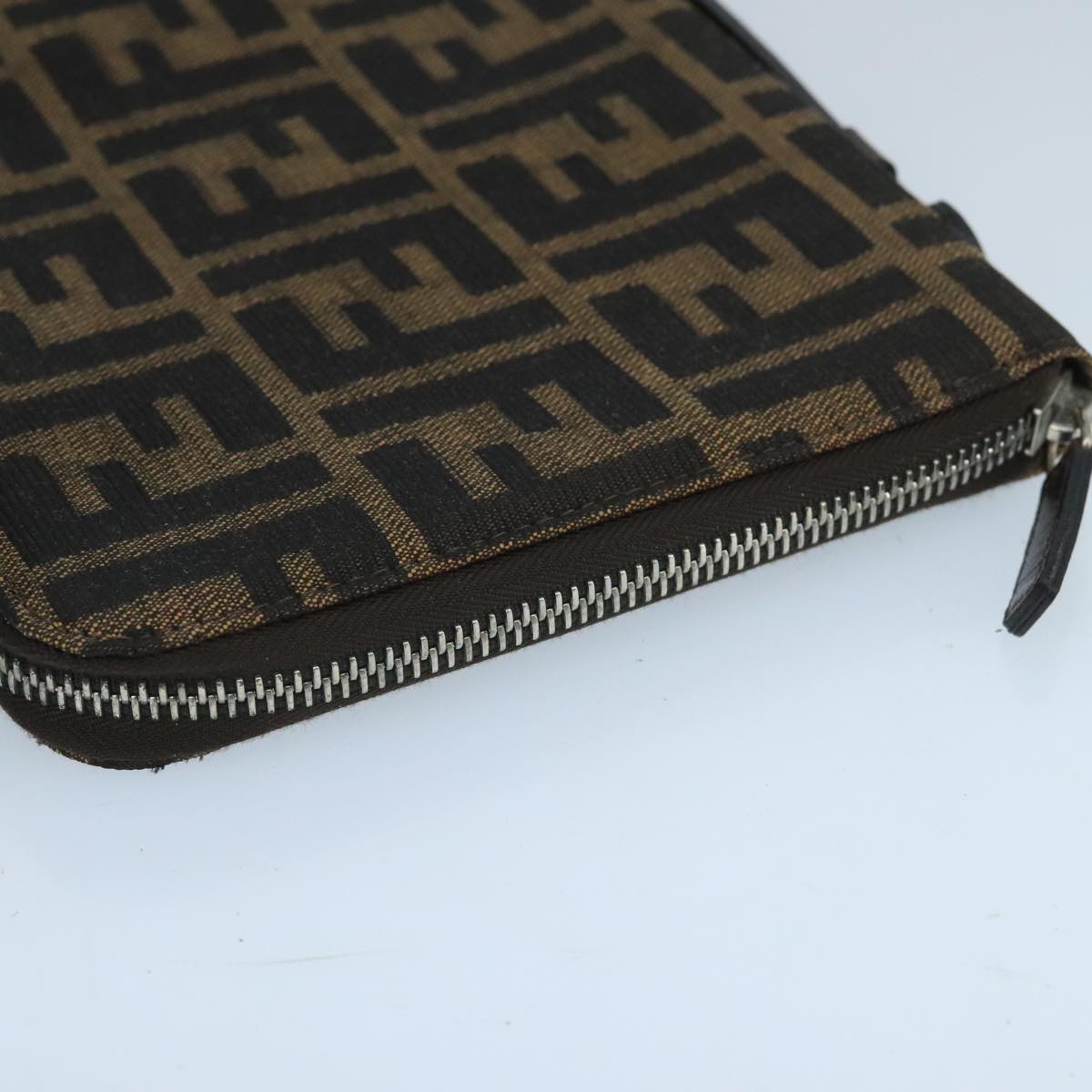 FENDI Zucca Canvas Travel Pouch Brown Black gold 99040