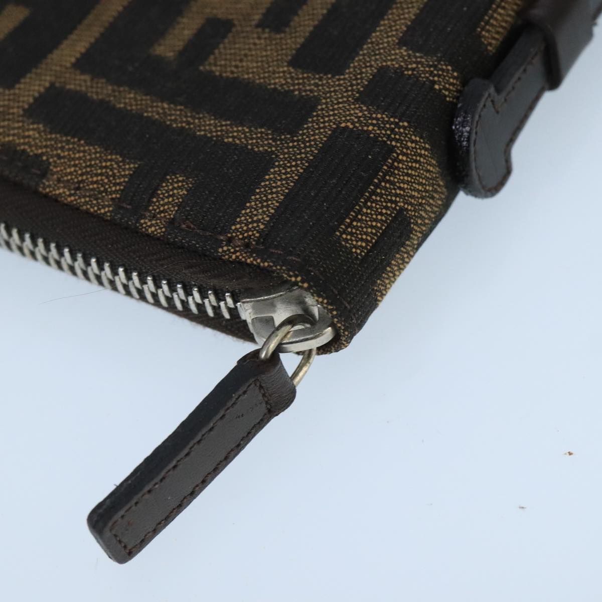 FENDI Zucca Canvas Travel Pouch Brown Black gold 99040