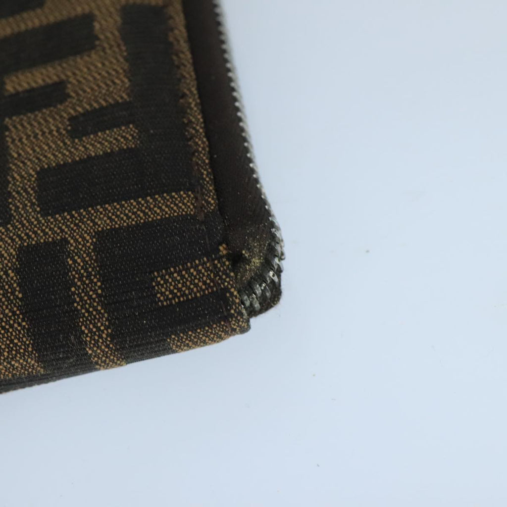 FENDI Zucca Canvas Travel Pouch Brown Black gold 99040
