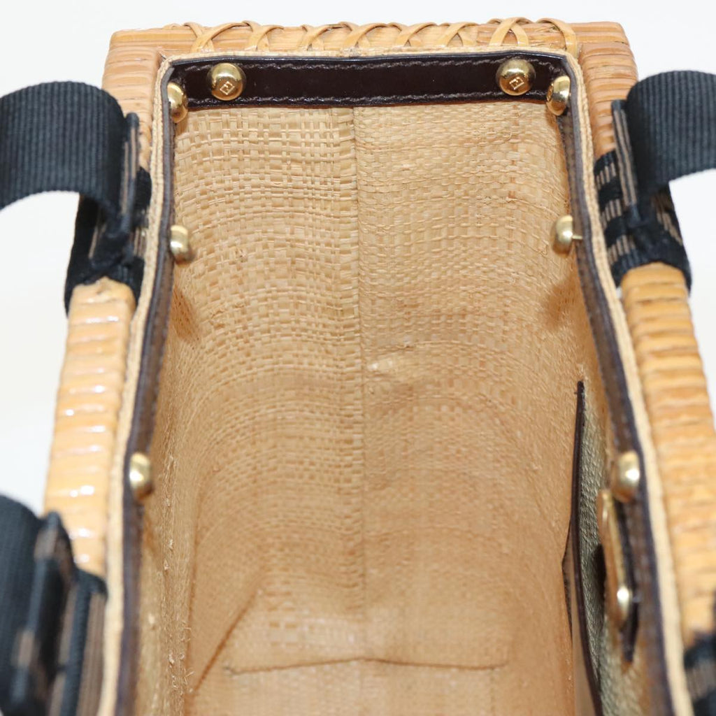 FENDI Basket bag Hand Bag Beige Black 99041