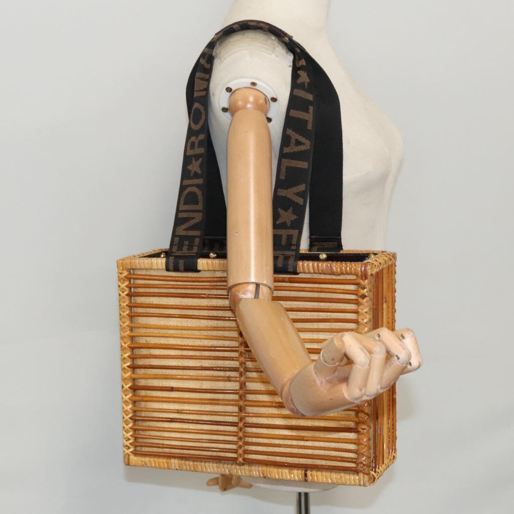 FENDI Basket bag Hand Bag Beige Black 99041