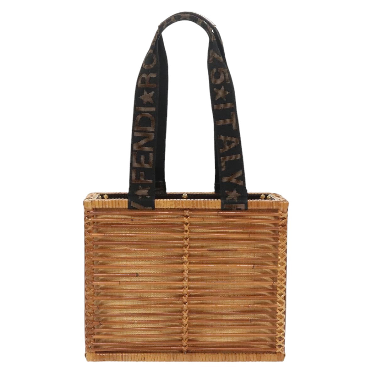 FENDI Basket bag Hand Bag Beige Black 99041