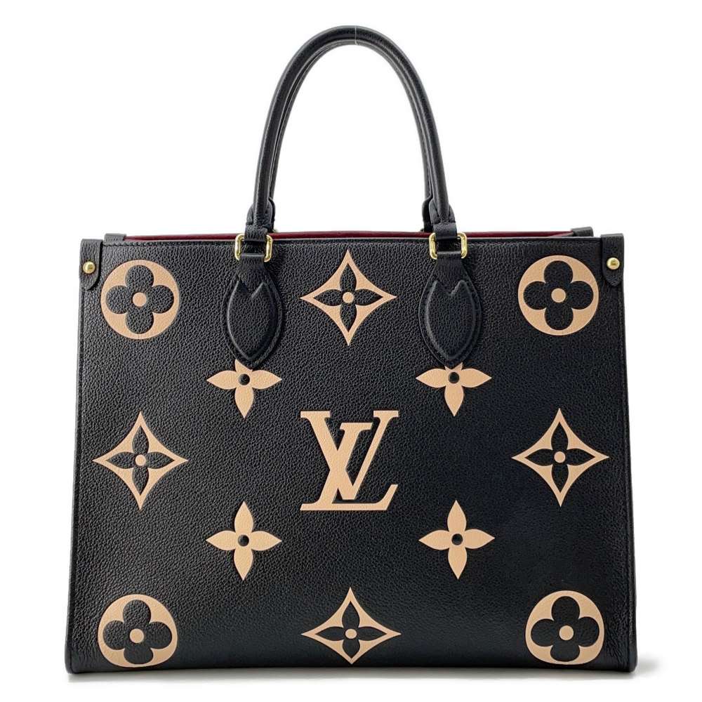 LOUIS VUITTON Onthego Noir/Beige M45495 Bicolor Monogram Empreinte Leather Size MM