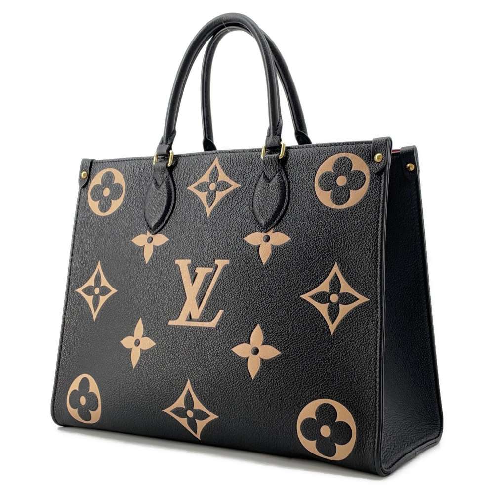 LOUIS VUITTON Onthego Noir/Beige M45495 Bicolor Monogram Empreinte Leather Size MM