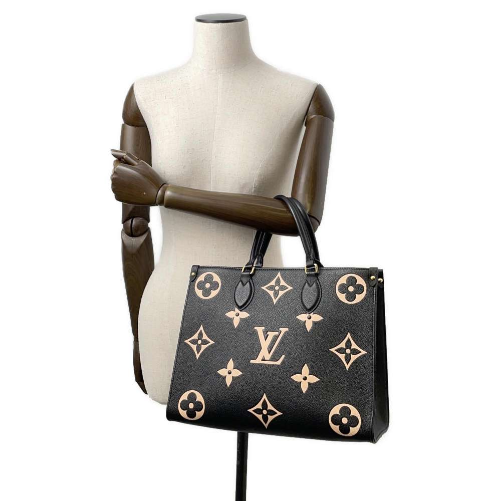 LOUIS VUITTON Onthego Noir/Beige M45495 Bicolor Monogram Empreinte Leather Size MM