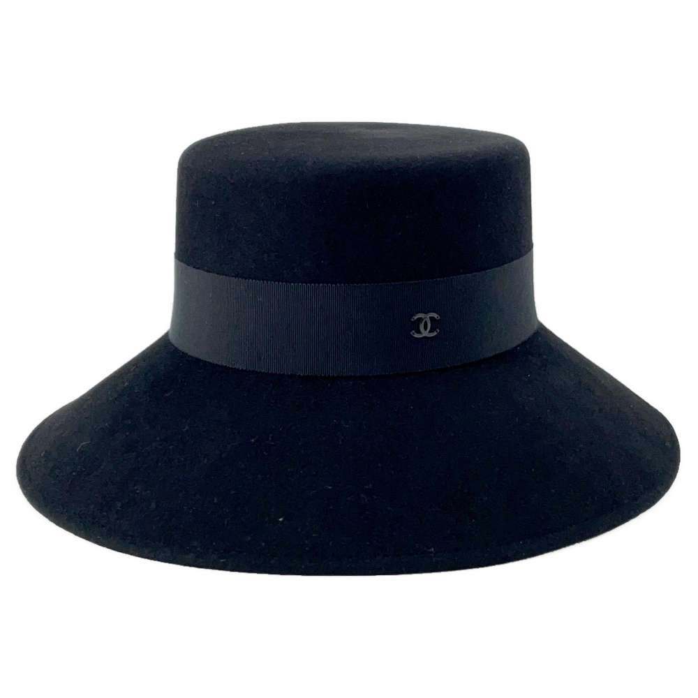 CHANEL hat Size M Black Lapin 100%